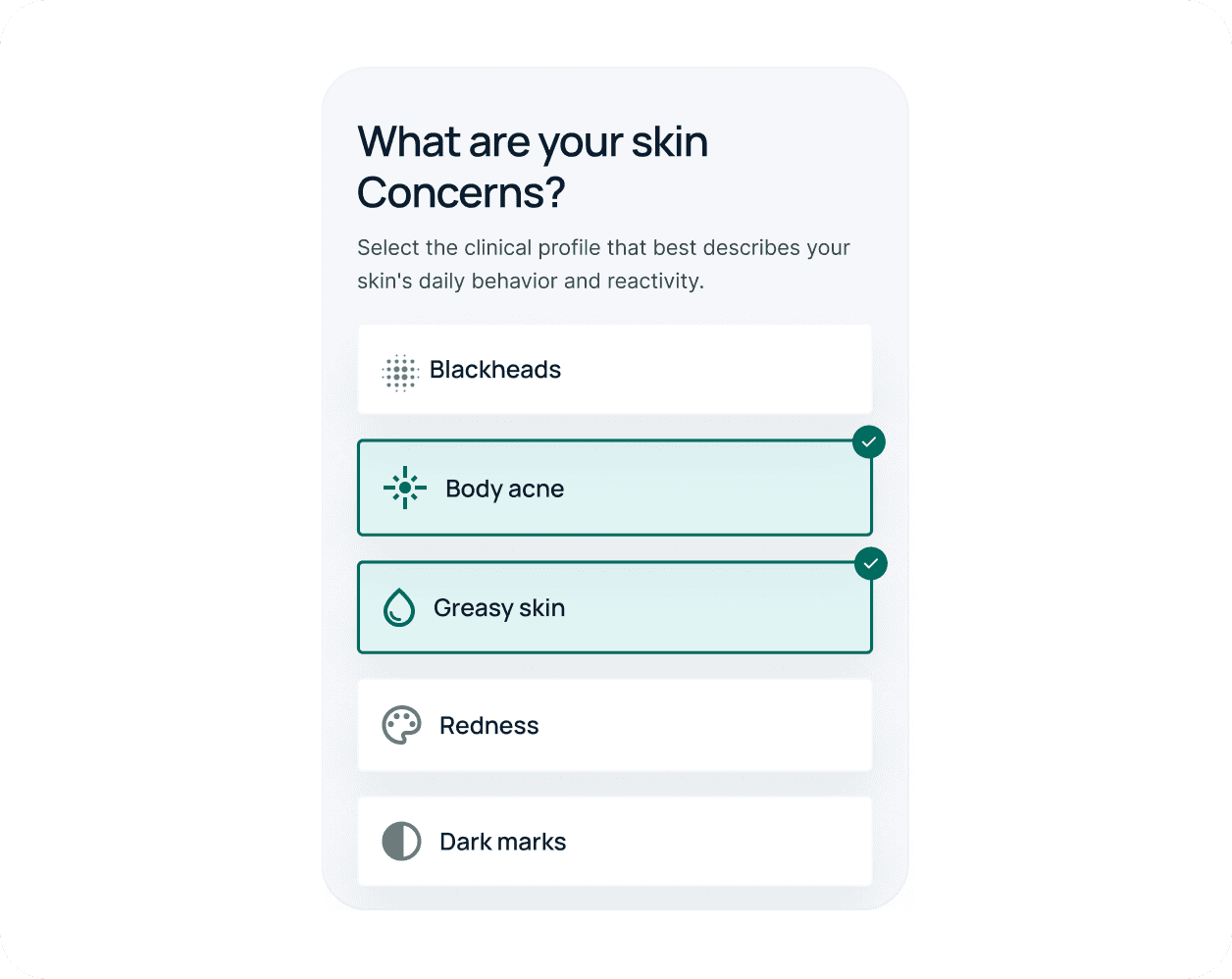Generic skin quiz screenshot
